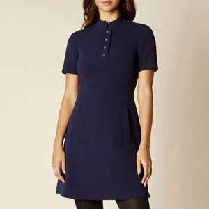 Karen Millen Mandarin Collar Crepe Dress Women’s Size 4 Fit and Flare A-Line